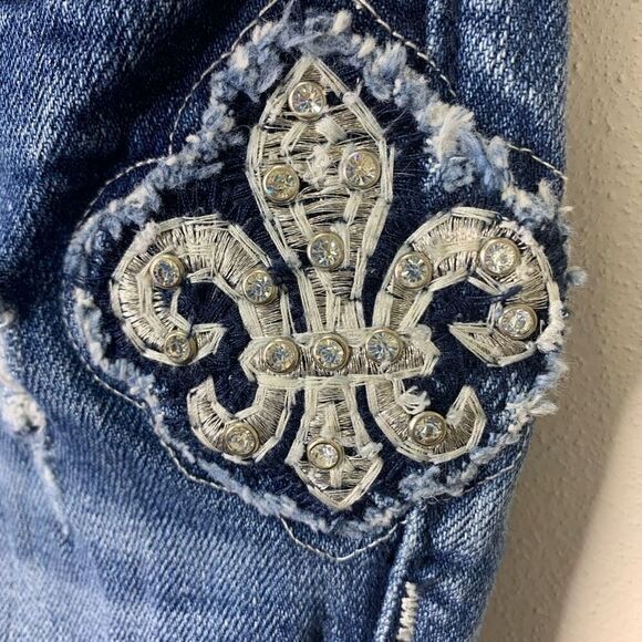 Miss Me 29 bootcut cross and fleur de lis bling jeans denim (J1) - Picture 8 of 14